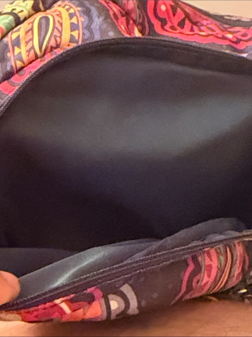 Vera Bradley Black Backpack with Multicolor Paisley Accents